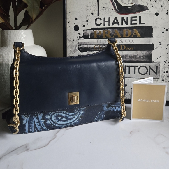 Michael Kors Handbags - Michael Kors Studio Paisley Natalie Navy Heritage Messenger Bag NWT